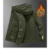 Winter Men's Cotton Coat Plus Velvet and Thickened Coat, Work Jacket, Multi-pocket Hooded Top Coat