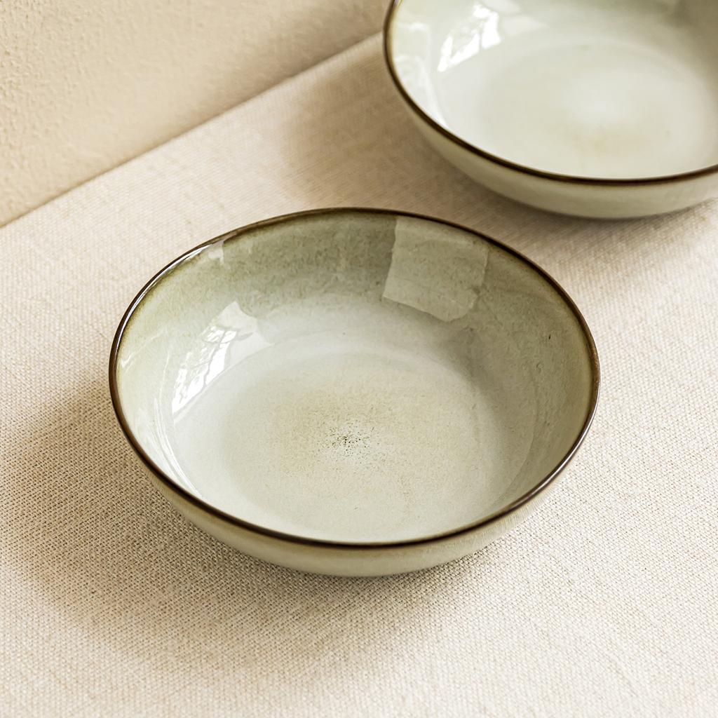 Japanese-Style Stroke Ceramic Large Bowl Creative Tableware Shallow Bowl Home Restaurant Vegetable Bowl Noodle Bowl Fruit Salad Bowl