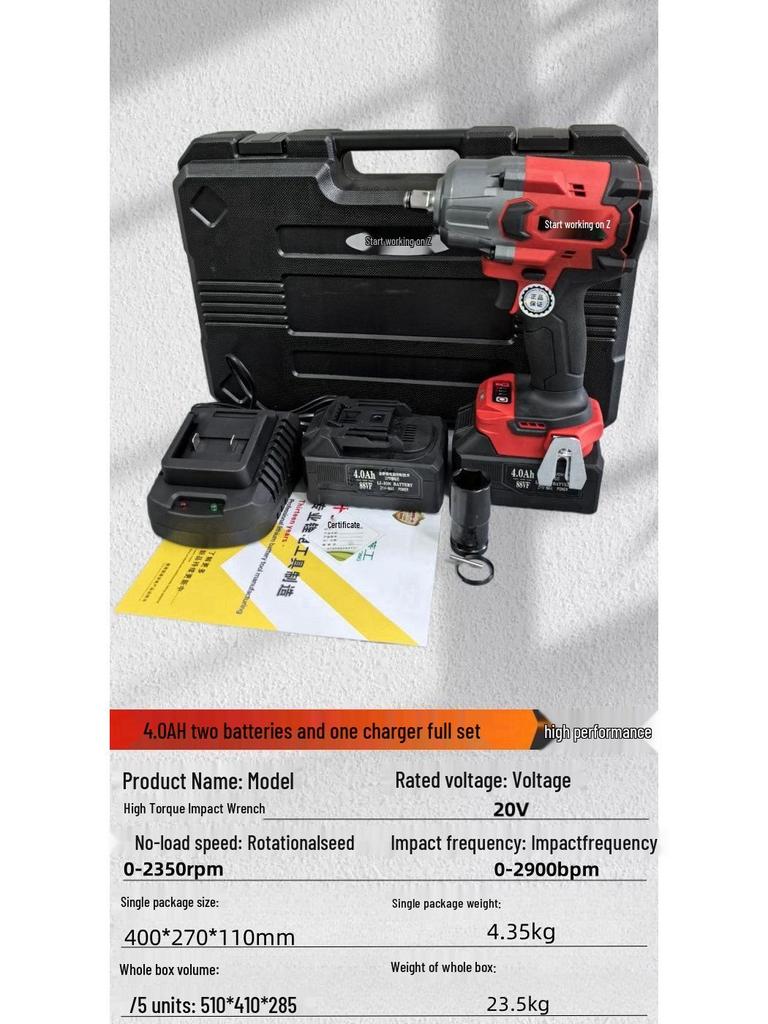 High-Power Brushless Electric Wrench with Lithium Battery for Auto Repair and Snow Tire Changes