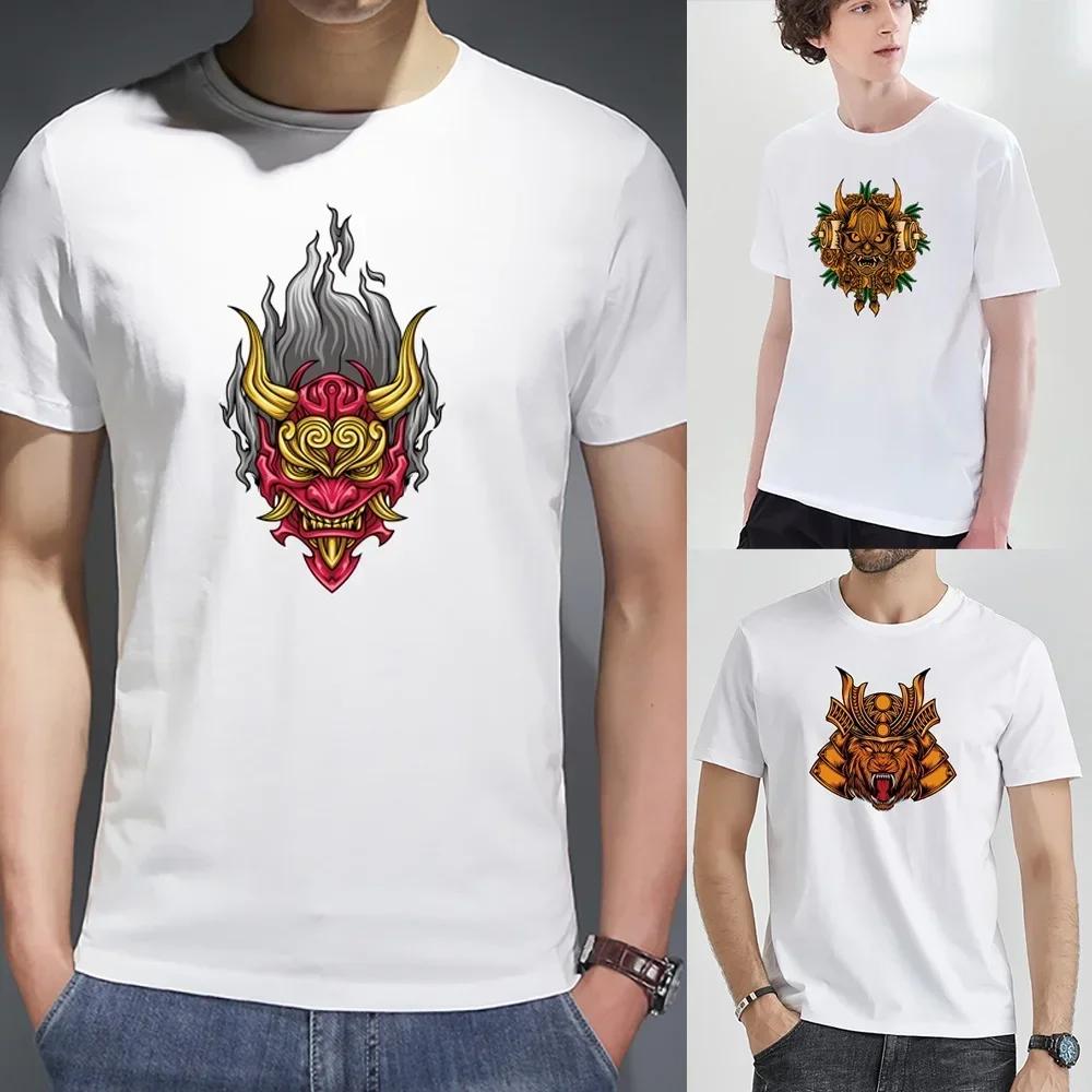 T Shirt  Print Men White Clothing Pullover Fashion O-neck Short Sleeve T-Shirt Summer Casual Top Loose Streetwear Tees