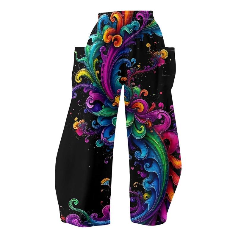 Women's Standard Size Fashion Trendy 3D printing oom Print Wide-Leg Pants,Comfortable and Suitable for All Seasons