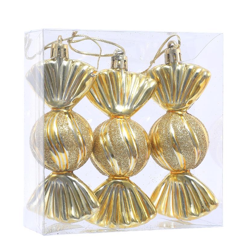 

5 Colors Christmas Candy Balls Ornament Plastic Christmas Decor Christmas Tree Ornaments Candy Shapes Xmas Tree Hanging Pendant золотий