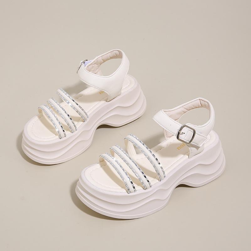 

Sandals girl 2025 summer new Korean version of Internet celebrity platform muffin with fairy style with skirt Roman sandals woman 40