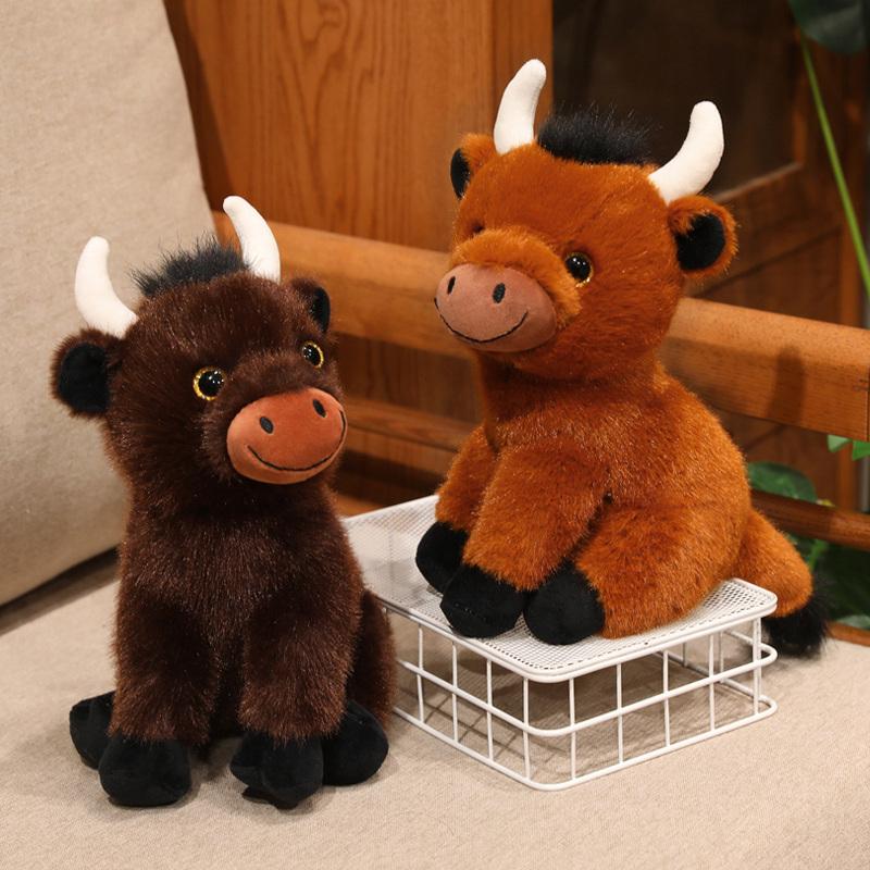 Cute Wholesale 27cm Cute Highland Cattle Plush Toy Lifelike Cattle Stuffed Animal Doll Classic Gift For Children Ranch Souvenirs