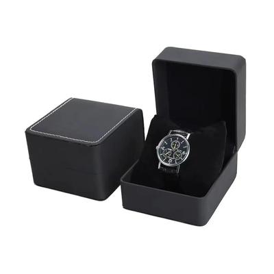 Boîte Cadeau Noire pour Montre Seule avec Coussin Organisateur d'Étui d'Affichage de Montre-Bracelet en Cuir PU pour Hommes Étui à Montre Clamshell en Cuir PU