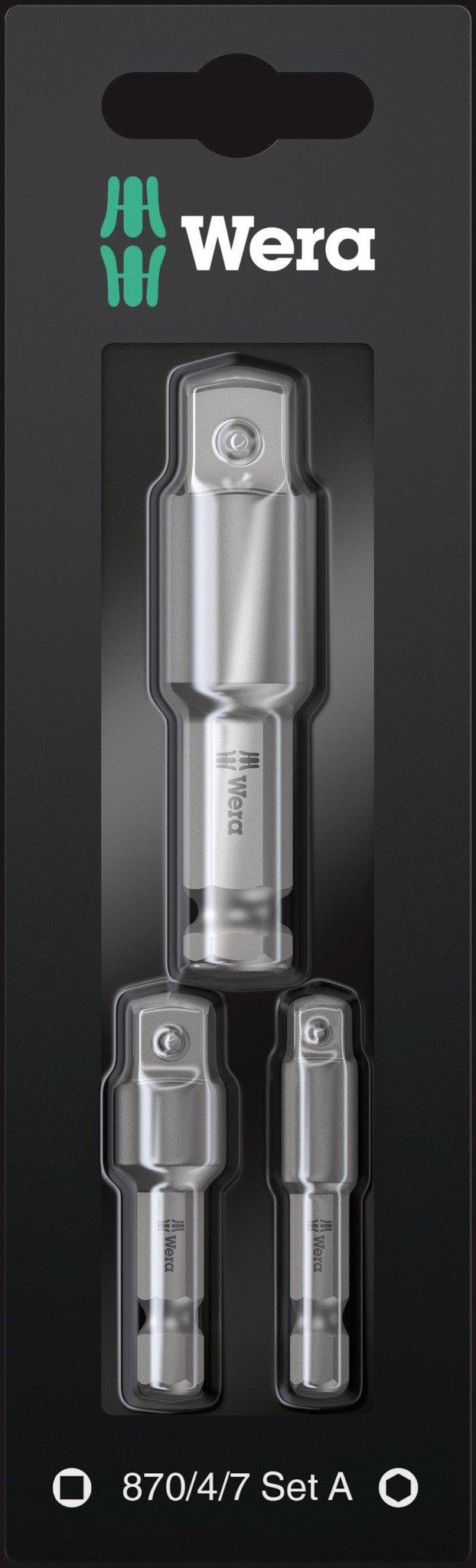 

Адаптер для электроинструмента WERA SQ 073200, набор из 3 предметов, 1/4”, 3/8”, 1/2”