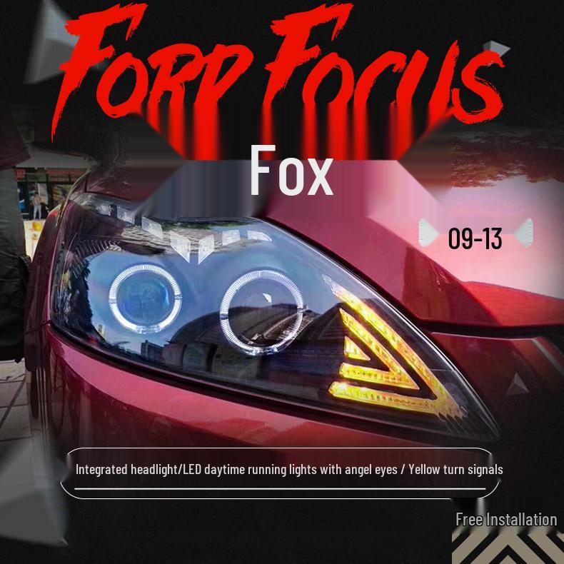 09-13 Classic Focus LED Angel Eyes Headlight Assembly with Daytime Running Xenon Lamps
