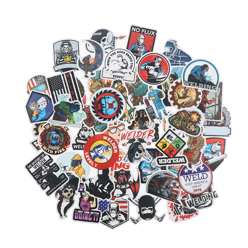 

50 шт. наклейки для сварщиков, мультяшные каракули, наклейки для багажа, скейтборда