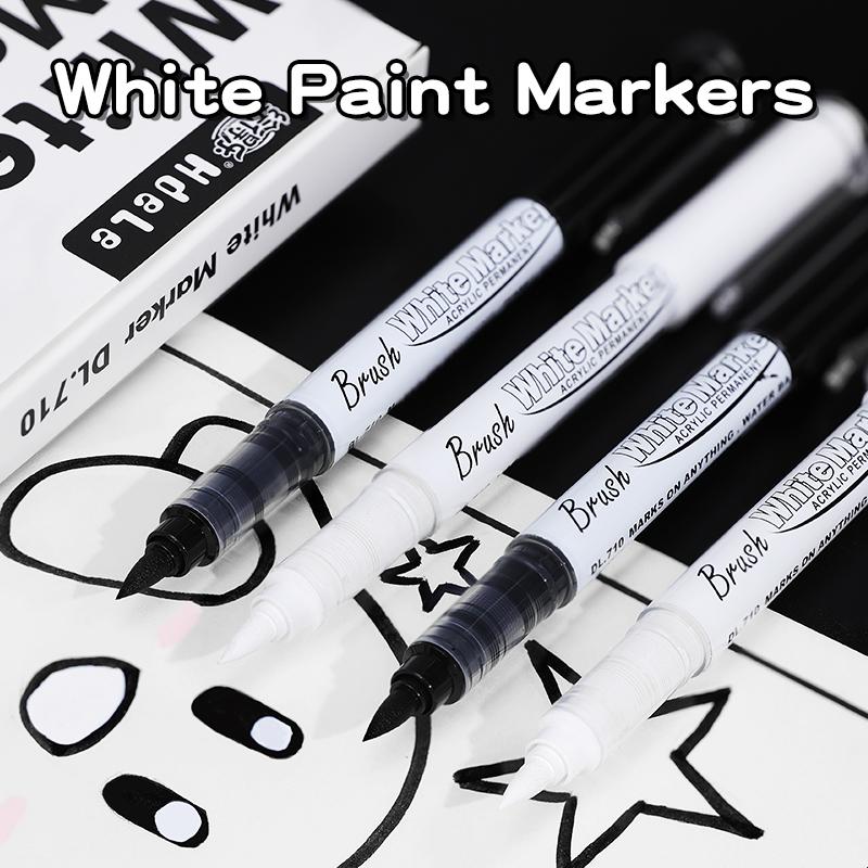 10Pcs/set Straight liquid White Marker Paint Pens Brush Acrylic White Permanent Marker for Drawing Rock Painting Stone Ceramic