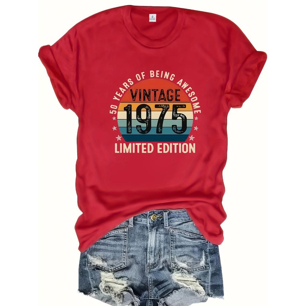 Women's T-shirt casual round neck short sleeved top regular length letter printed T-shirt