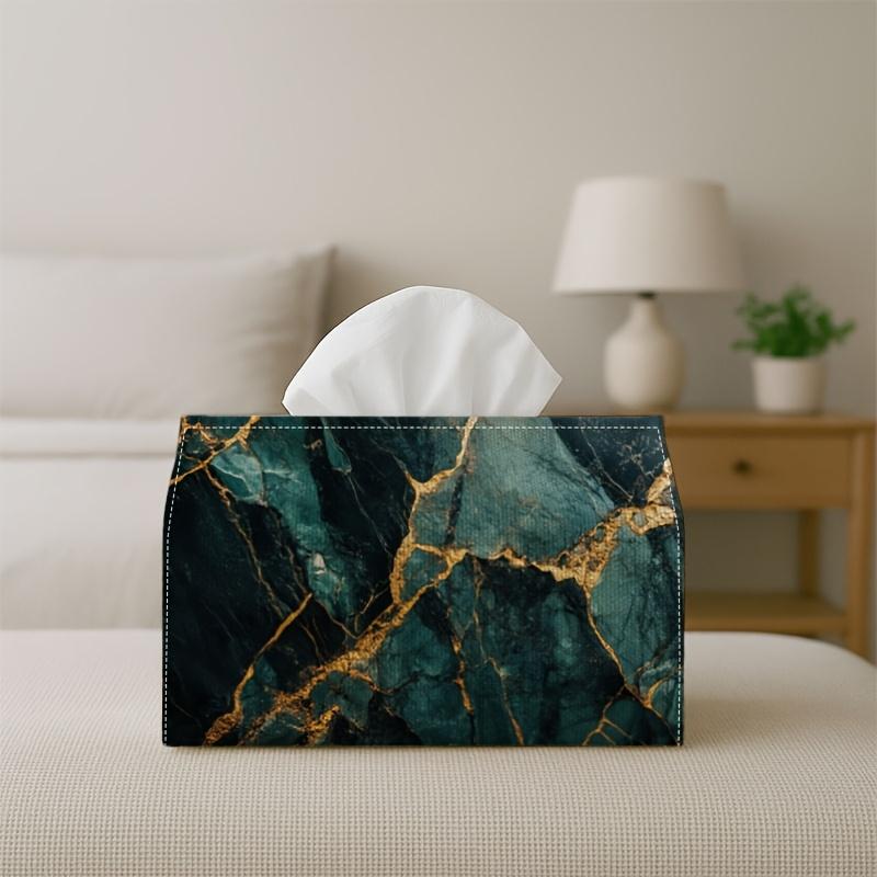 1pc Luxury Contemporary Abstract Tissue Holder - Marble Design with Golden Veins, Suitable for Office, Gatherings, Vehicles for Living Room, Kitchen,