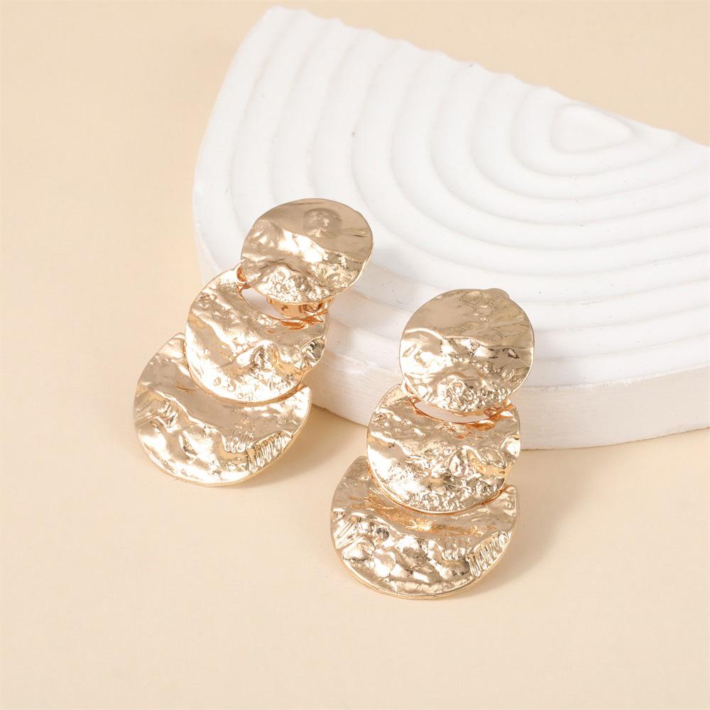 Pendientes Metálicos Barrocos Ecológicos - Pendientes de Clip Redondos e Irregulares Minimalistas para Mujer