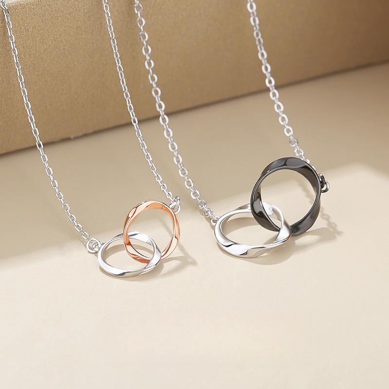 Mobius Ring Couple Necklace Female Collarbone Light Luxury Niche Pendant Birthday Gift for Male Girlfriend