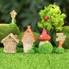 Mini Cartoon House Figurine Miniature Road Sign Chair Stone Letter Box Mushroom Statue House Micro Landscape Fairy Garden Decoration