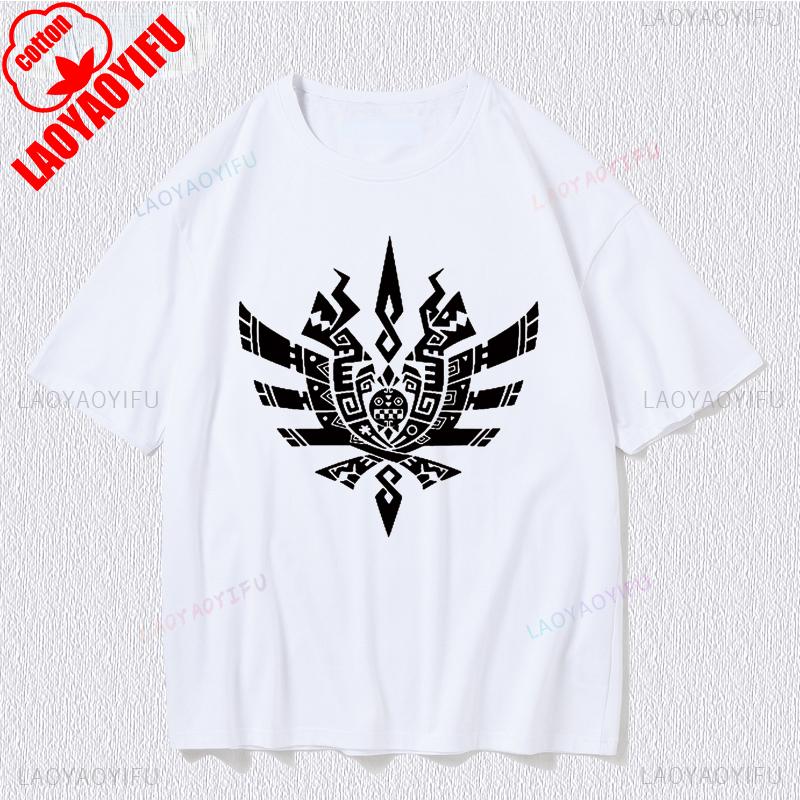 Korea Style Cartoon Printed Unisex Tops Japan Game Fans Monster Hunter Cos Otaku Tshirt Cotton Cool Summer Hipster Hip Hop Tees