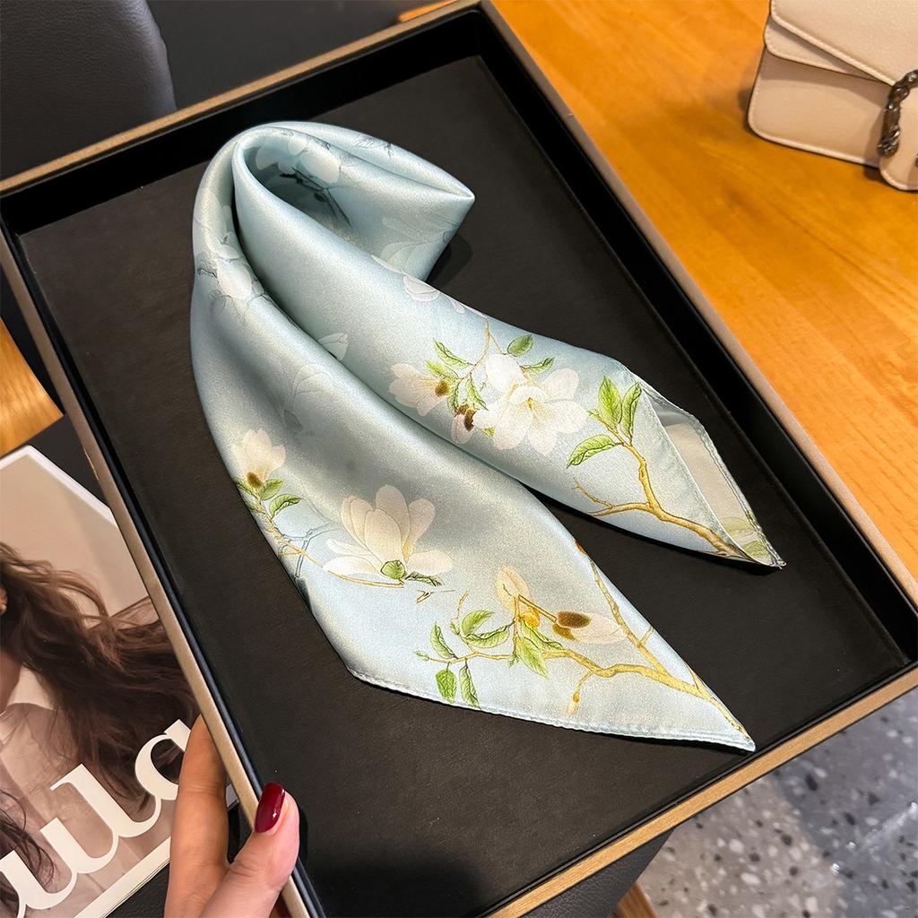 Brand 100% Natural Silk Square Scarf Women Bandana Headscarf Scarves Shawls Square Neck Foulard Wraps Femme Schals Bufanda