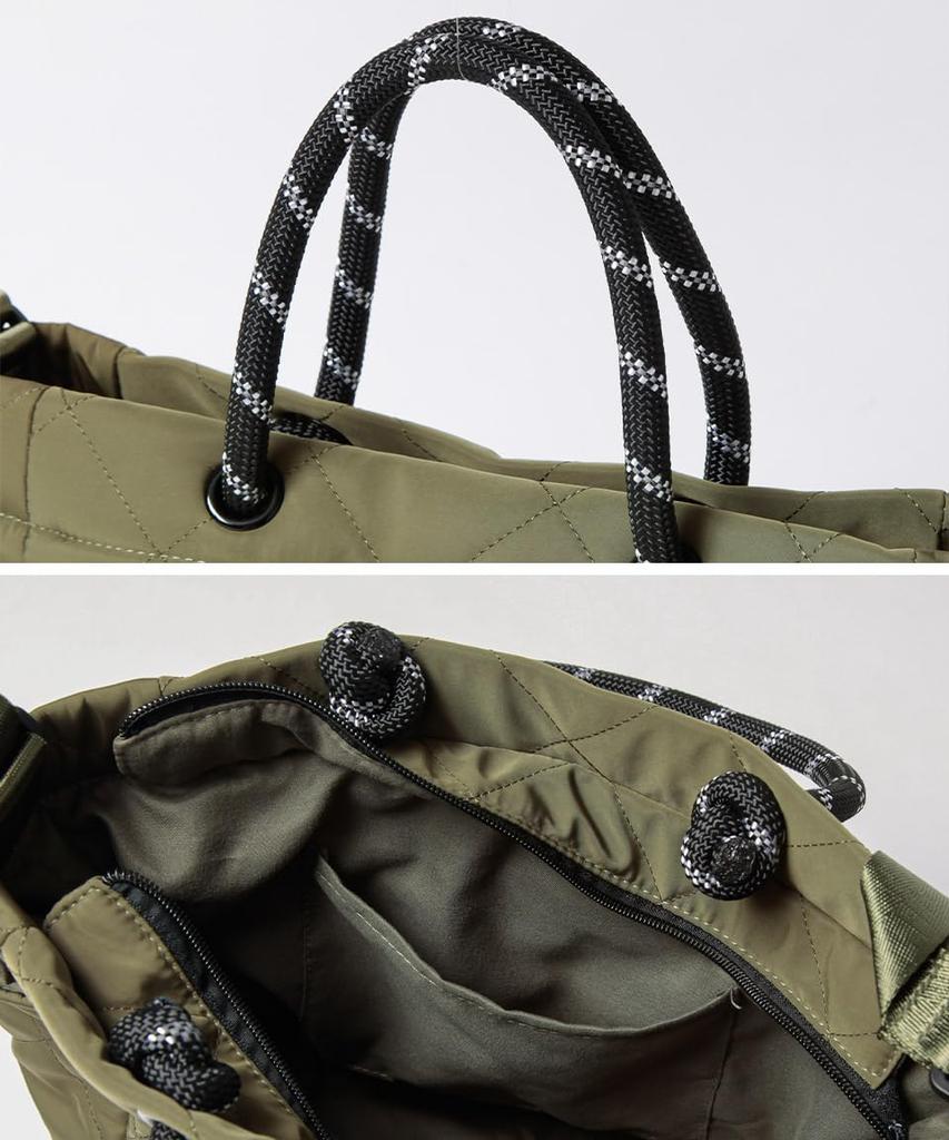 Grey Tote Bag for Large Shoulder [Altro Rose] Women, Capacity, 2-Way, Bag, Handbag, Over-the-Shoulder, Zippered, Lightweight, Quilted, Mother's Bag,