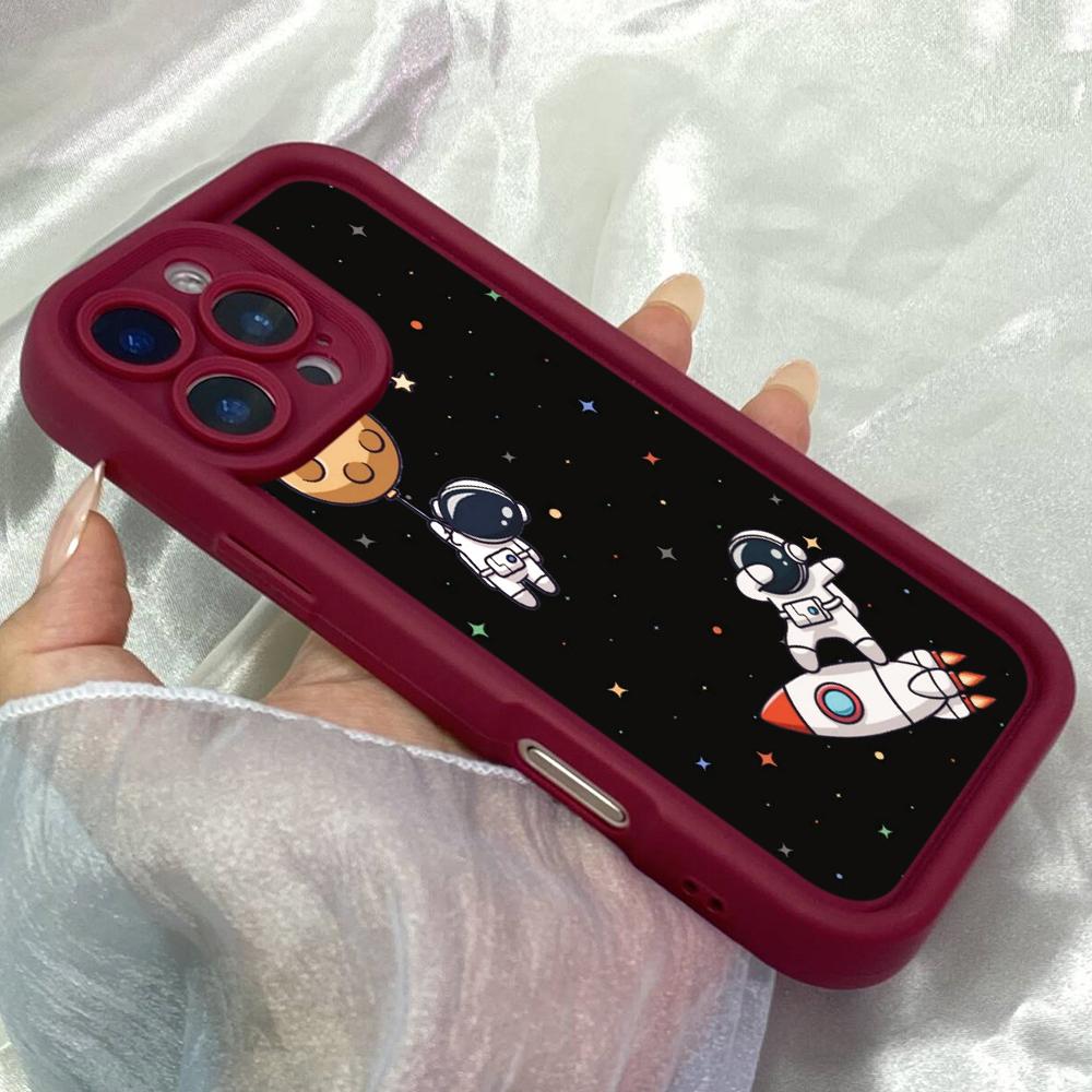 JT461 Retro Spaceman for iPhone 17 16 15 14 13 Pro Max Samsung S26 S25 Ultra A17 A07 A56 A16 Xiaomi 15T Redmi 15c 14C Soft Case