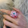New Trendy Colorful Rhinestone Resin Finger Rings for Women Girls Sweet Chunky Irregular Geometric Rings Aesthetic Jewelry Gift