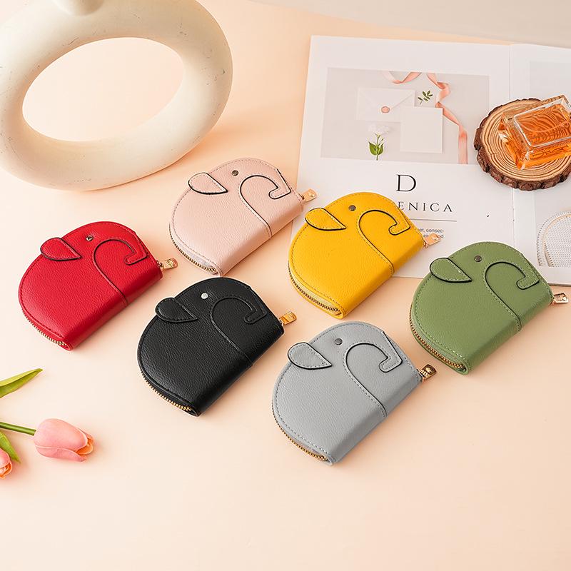 Adorable Elephant Zipper Card Holder: Compact Multi-Storage for Cards, IDs, Coins, and Driver's License. Lightweight and Portable.
