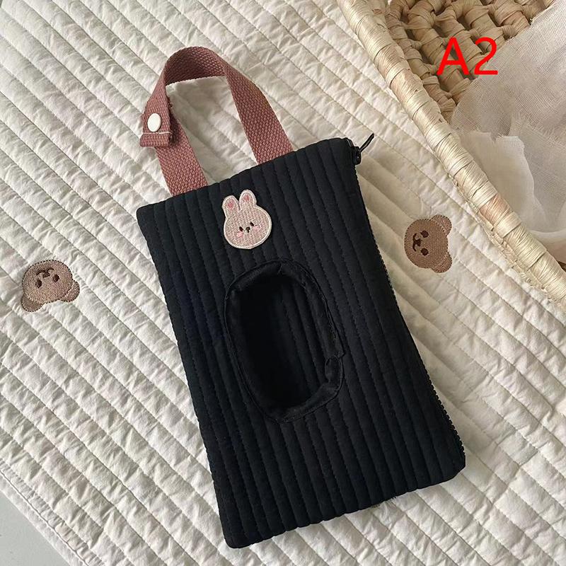 Cartoon Cute Tissue Box Travel Car Portable Handheld Storage Bag Towel Cover Newborn Hanging Bag For Cart Accessories 2024 New
