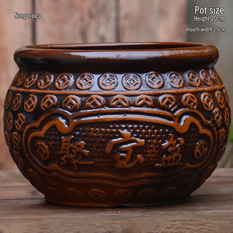 Vintage Ceramic Fish Tank Water Feature with Filtration & Oxygenation for Courtyard Landscaping and Hotel Décor