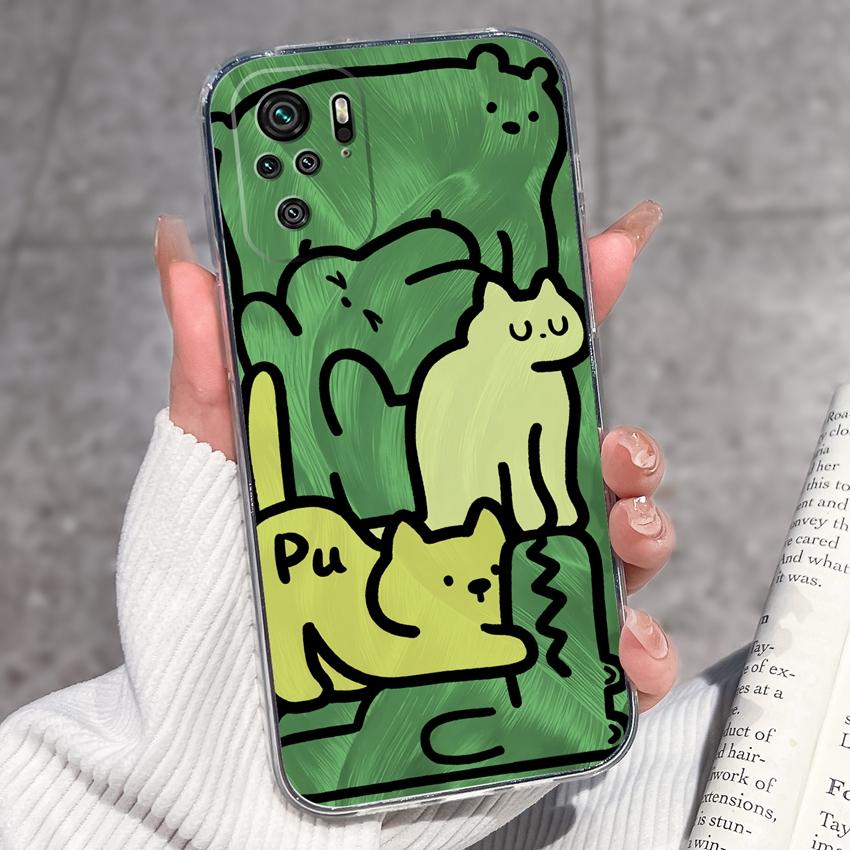 Cute Kitten Phone Case For Redmi Note 10 9 8 7 6 5A Pro 9T 8T 7S 10Lite Soft Casing Screen Protector Top Quality Dustproof Shell For Redmi Clear Cover