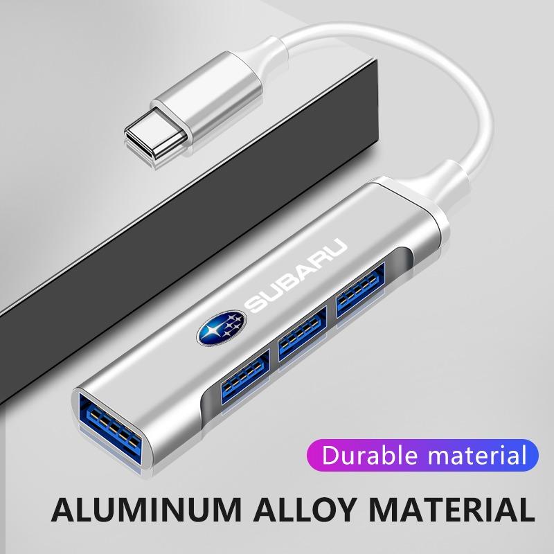 4 Ports USB 3.0 HUB TYPE-C Multi High Data Transmission Car Adapter For Subaru Outback Impreza Forester Levorg XV STI Ascent Legacy