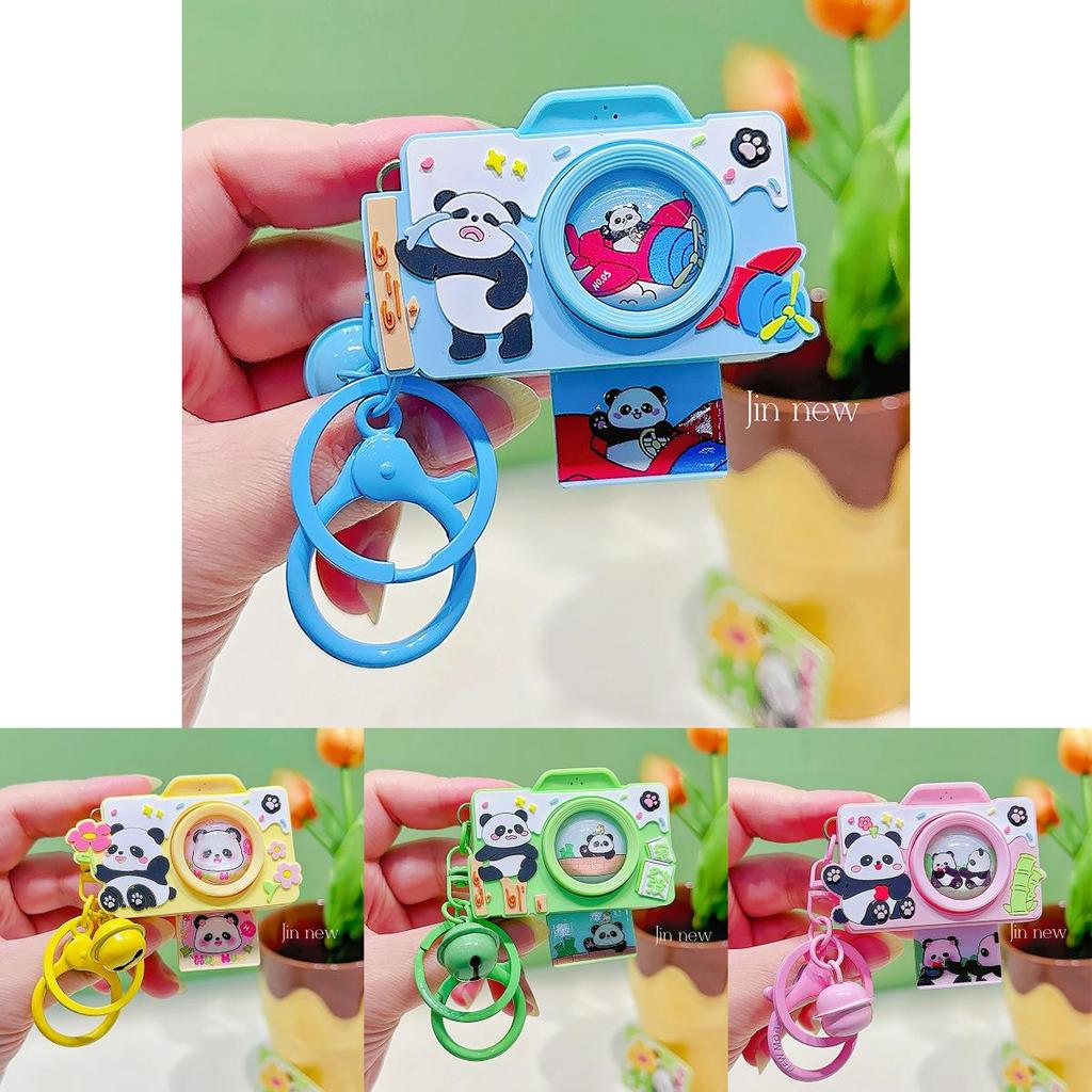 Panda Camera Keychain Plush Material Cute Keyring For School Bag Decor