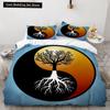 Yin Yang King Queen Duvet Cover Mandala Bohemian Bedding Set Retro Lotus Tai Chi Bagua Comforter Cover Chinoiserie Quilt Cover