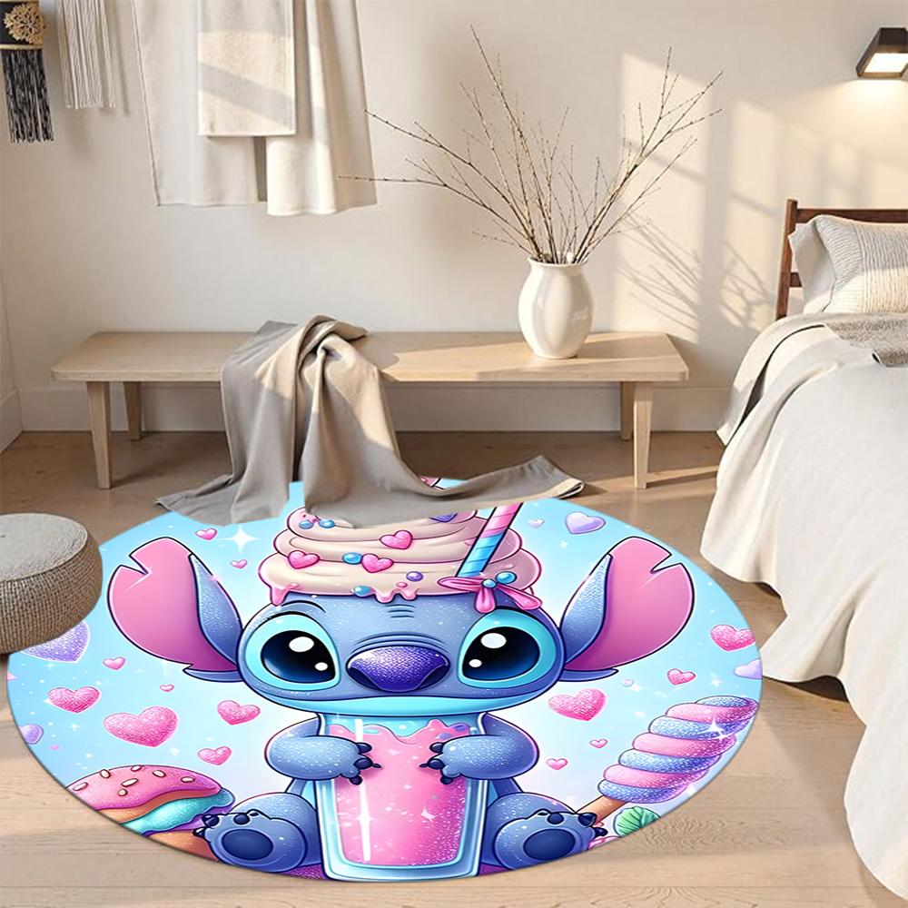 Stitch Round Office Rug Design for Decorate room Entryway Living Rooms Outdoor Antislip Round Carpet Anime Office Decor