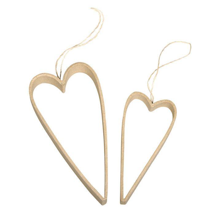 Pendent. Quilling p. MâchéFSC Recycled100%, Coeurs h. 12-16cm, pr. 1,5-2cm 2pce