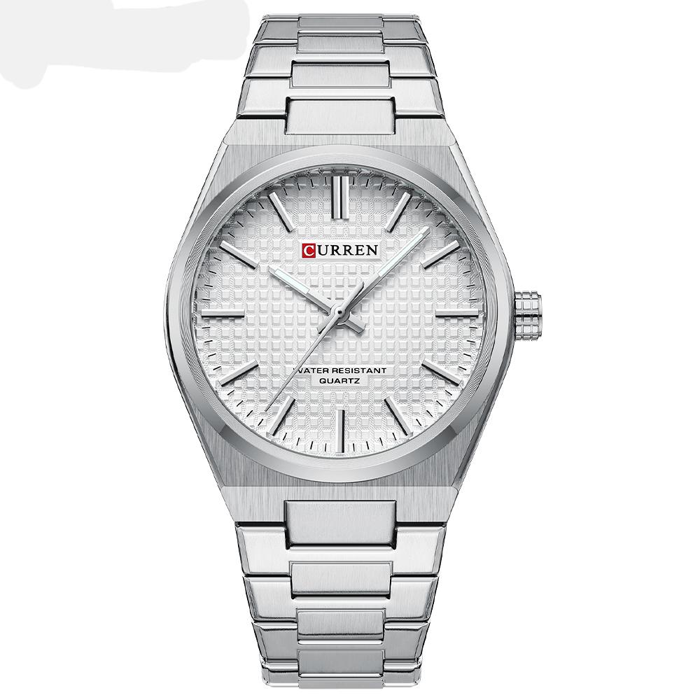CURREN Casual Minimalista Quartz Men s Watches Fashion Business Stainless Steel Band Wristwatches Simple Male Clock белый/серебряный