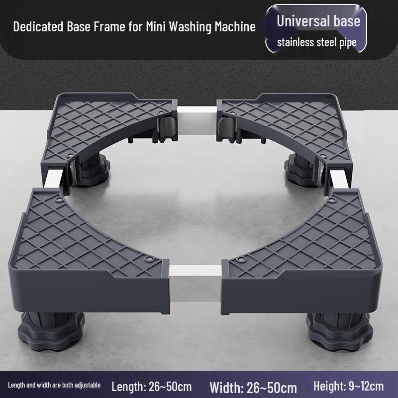 Adjustable Washing Machine Stand with Casters & Heightening Pads