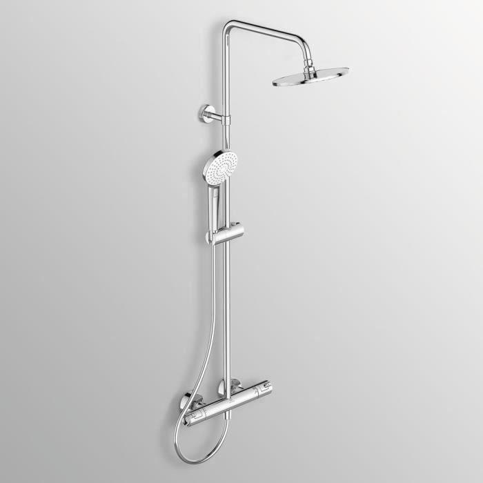 Colonne de douche thermostatique - CERATHERM T50 - Pomme de tête 20 cm + Douchette 11 cm 3J - Ideal Standard