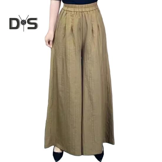 Women Pants Elastic High Waist Oversized Wide Leg Sporty Casual Style Trousers with Pockets Solid Color Long Pants