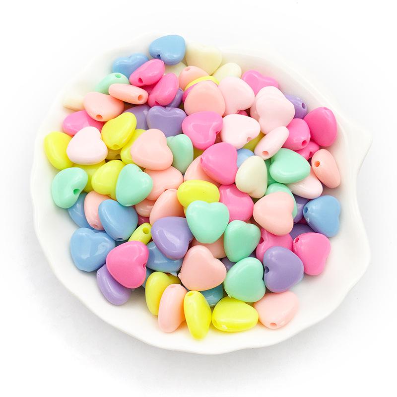 50g Mix of Acrylic Butterfly, Heart, Round Loose Beads for DIY Macaron Color Bracelets & Necklaces.