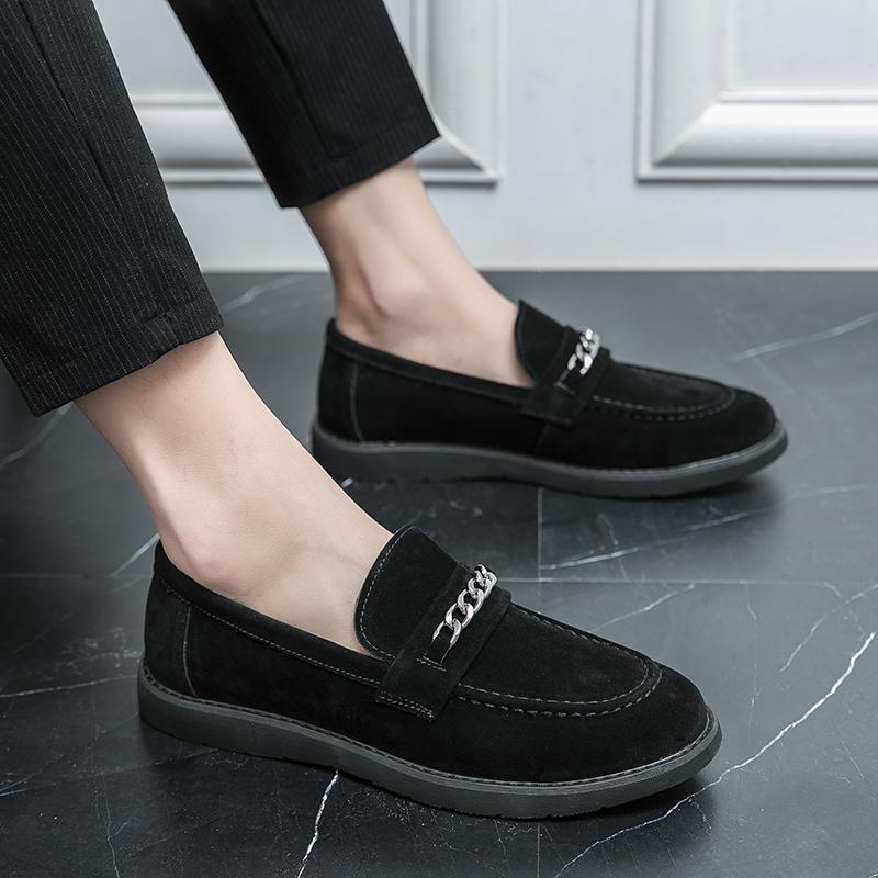 Scarpe da Uomo in Pelle Scamosciata Moda Hot Selling Europa America Suola Morbida Suola Massaggiante Comoda Mocassini, Scarpe Piatte da Uomo per Affari