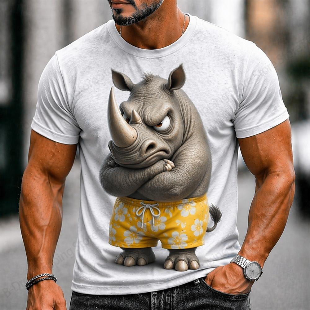 Creative Cartoon Fun Animal Dog Chick Cow 3D Printed T-shirt Men's Fashion Short Sleeved Top Summer Casual O-neck Clothing