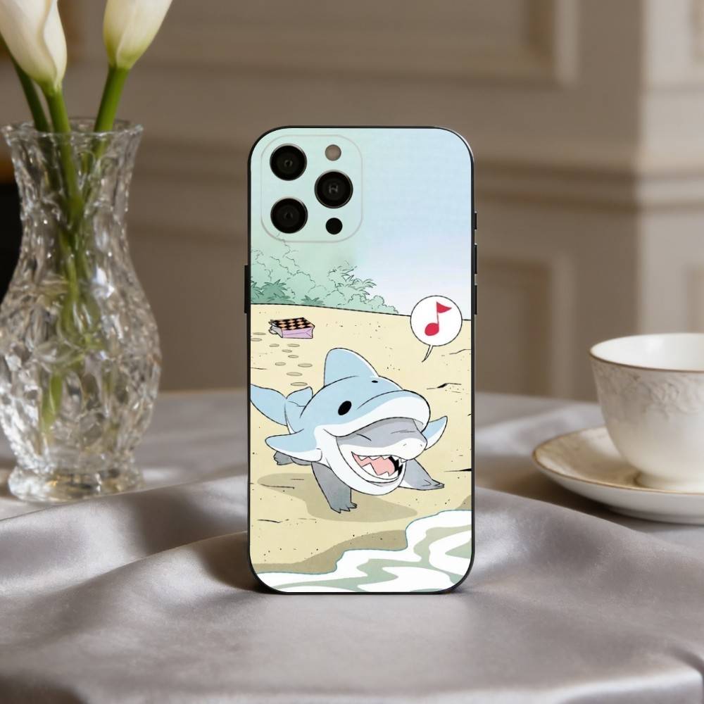 

C-Cartoon S-Shark-K Phone Case For iPhone 17pro,16,15,14,13,12,11 Plus,Pro Max,XS,Soft Silicone Black Cover iPhone13PROMAX