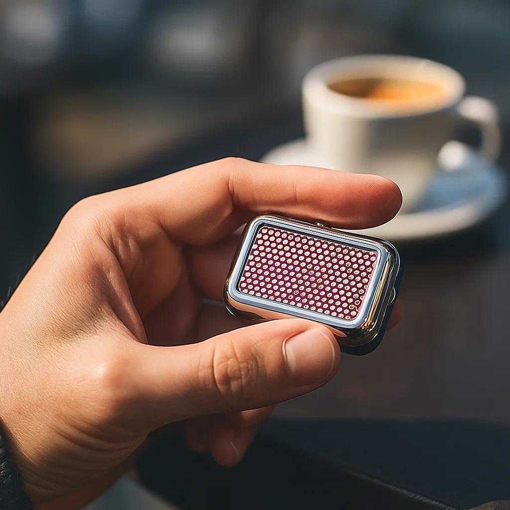 Portable Pocket Ashtray with Lid, Stainless Steel Metal Car Ash Tray, Mini Travel Cigarette Ash Holder for Outdoor Use