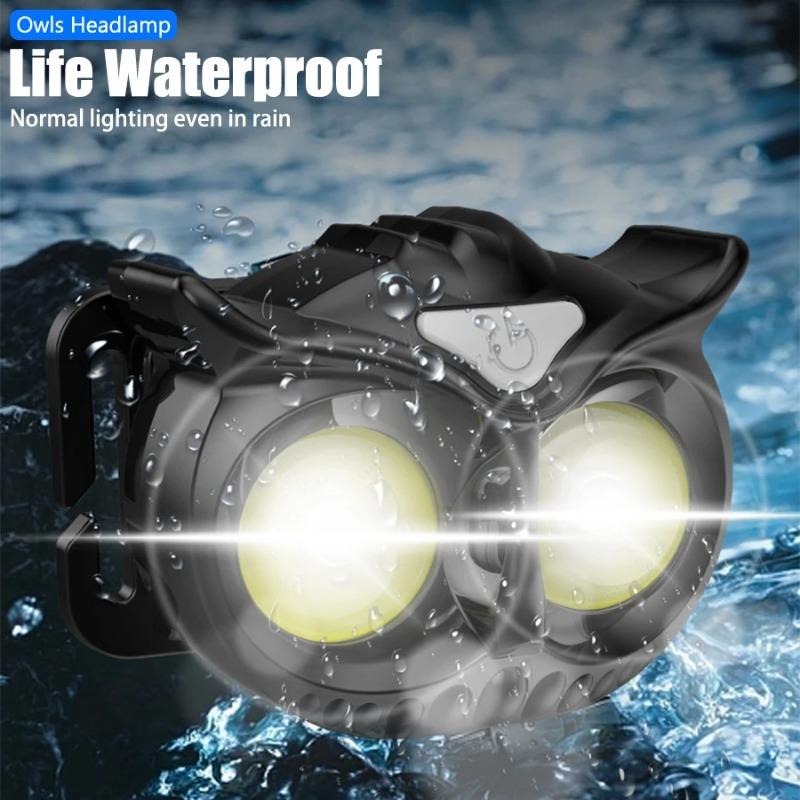 LED Owl Headlight Ultra Light and Bright Four Mode Dry Battery/rechargeable, Bright Adventure Light, Outdoor Camping, Hiking, Fishing, Emergency