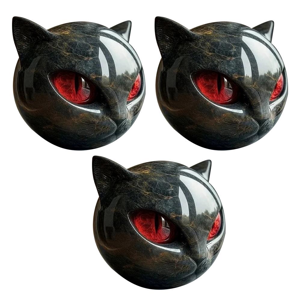 Resin Cat Head Stone Decorative Art Statue Cat Stone Statute for Halloween Bedroom Bookshelf Decoration