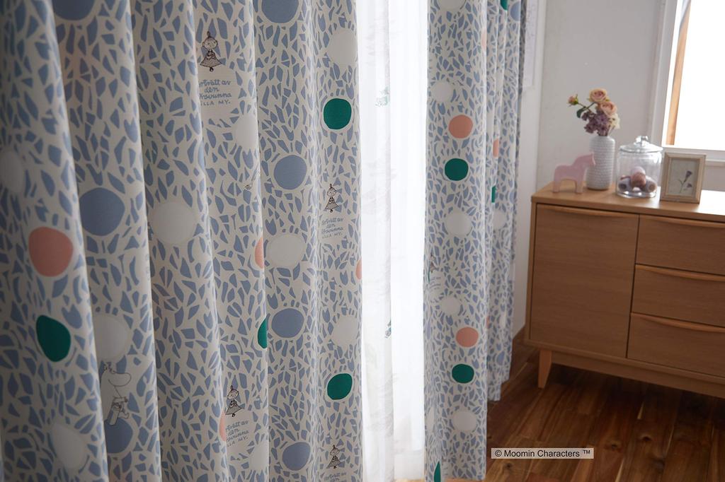 Suminoe MOOMIN Color Circle Curtain 1 100 x 178 Drape, Panel, cm, B, 323-75158