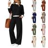 Damen Langarm Color Block Gestreiftes T-Shirt und Hose Set Lässiges 2-teiliges Outfit