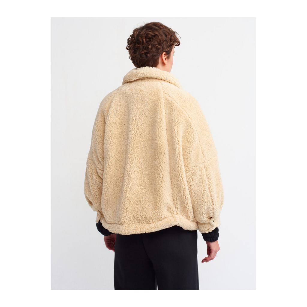 6821 Palton de pluș-bej închis