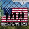 2D Flat 4th of July Independence Day, EMOHAT Home of The Free Because of The Brave Patriotic Soldier Aluminium Metal Sign, Man Cave Bar Metal Sign