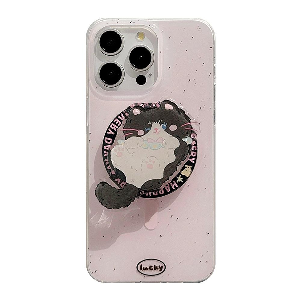 Double layer Imd Ink Splashing Cat Magnetic Suction Bracket 15promax IPhone Case IPhone 16 Suitable for 14 Sets 12