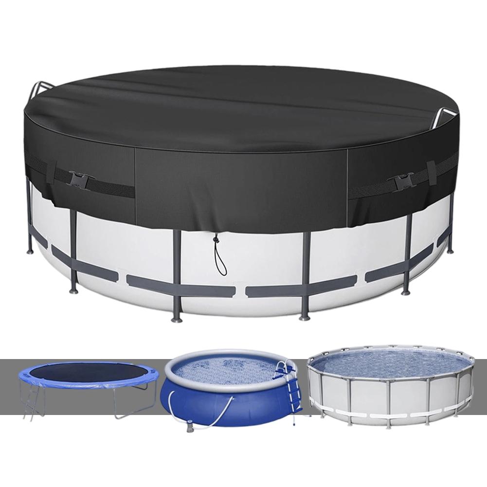 Round Pool Cover for 8/10/12ft Pools 210D Oxford Cloth Shields Against Debris Easy Attachment with Ropes for Stability