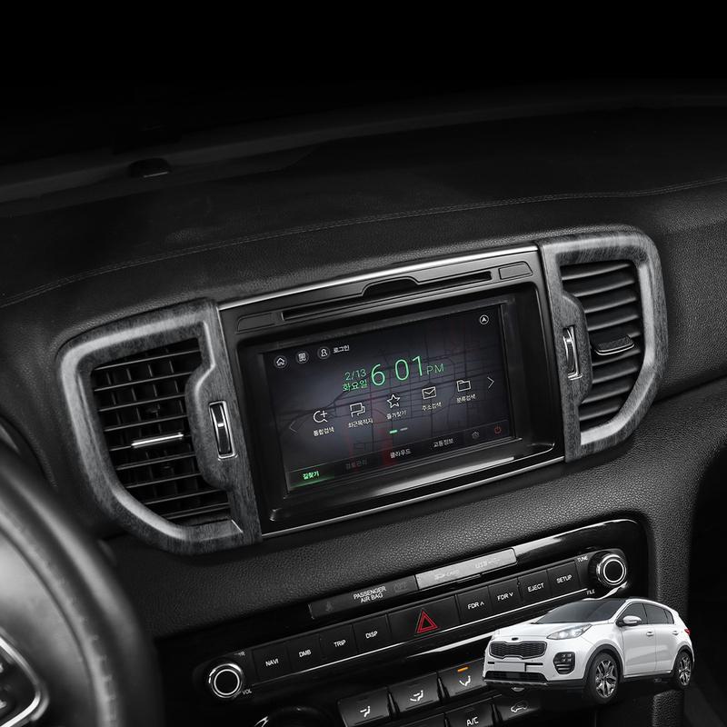 Carbon Fiber Air Conditioner Middle Vent Cover Trim Car Interior Decor Accessories For Kia Sportage 2015- LHD